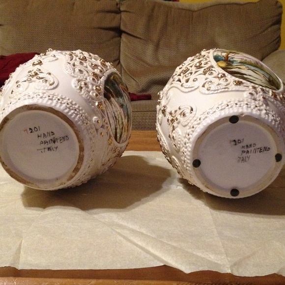 One of a kind antique set 14K gold hand painted - Picture 3 of 3