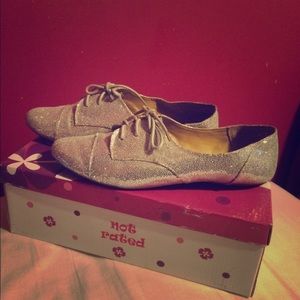 Glitter ballet lace up flats silver stylish shoe