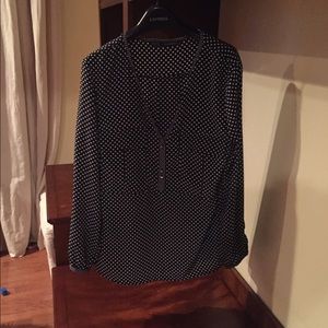 Zara black and white Polka dot blouse