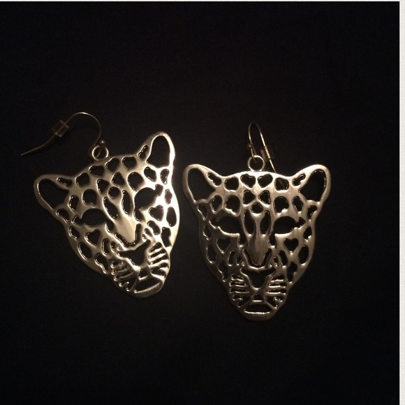 Silver leopard earrings