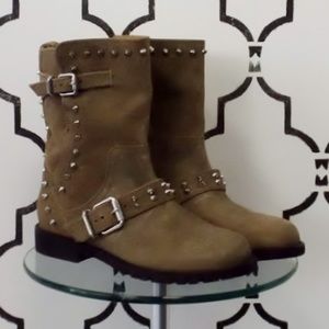 Zara sand Moto boots with silver studs