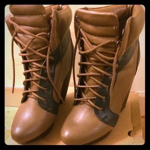 Zara wedge heel shoe sneaker booties boot brown