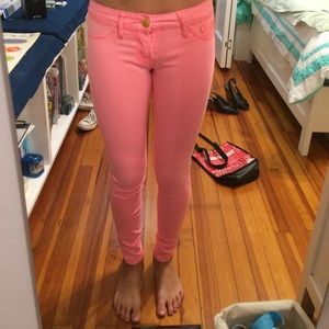 neon coral jeans