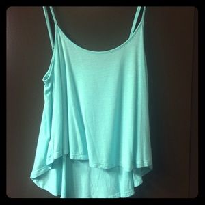 Teal flowy cropped tank top