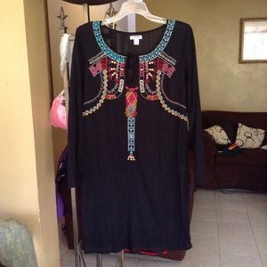 Boho Gypsy Black Swimsuit Cover size medium