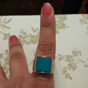 Turquoise and stainless steel ring