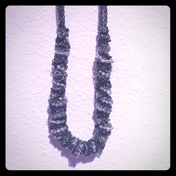 Silver and Gun-Metal Statement Necklace