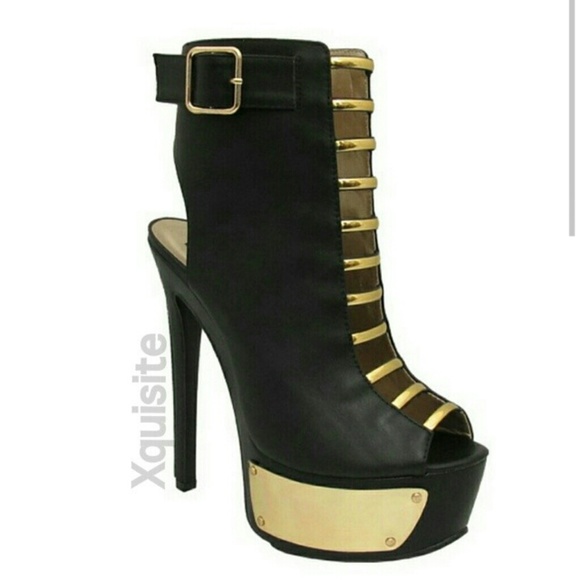 Fahrenheit Fiona-05 Gold and Black Heels