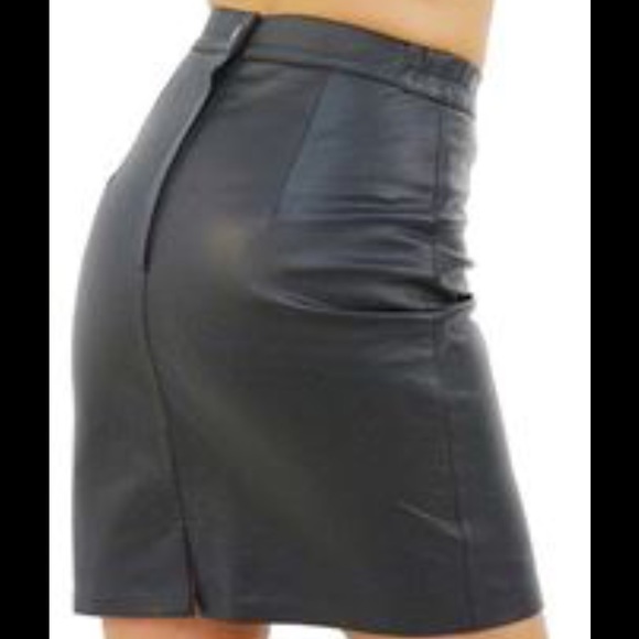 😍Bundled black lambskin leather skirt & pants