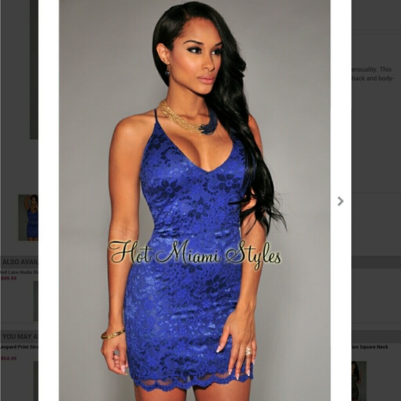 Royal Blue Lace Back Dress - Picture 3 of 3
