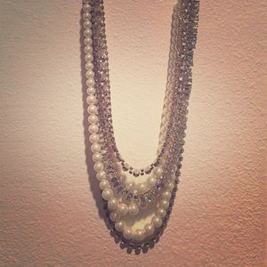 Leather and Pearl Statement Necklace