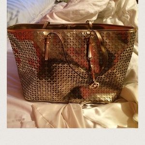 Authentic MK gold flower tote