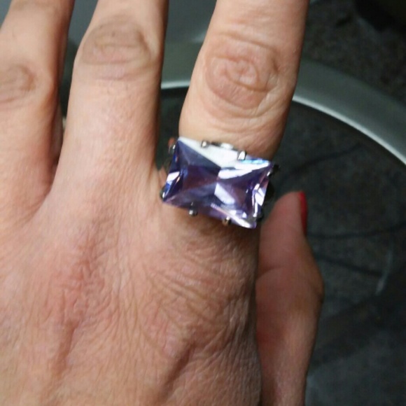 Stainless steel & amythest ring