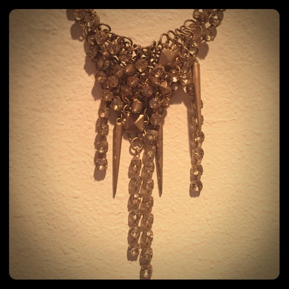 Gold Sparkly Rocker Statement Necklace