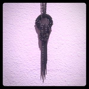 Gun-Metal Long Statement Necklace