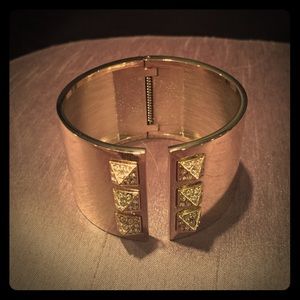 Gold Hinged Sparkly Studded Bangle