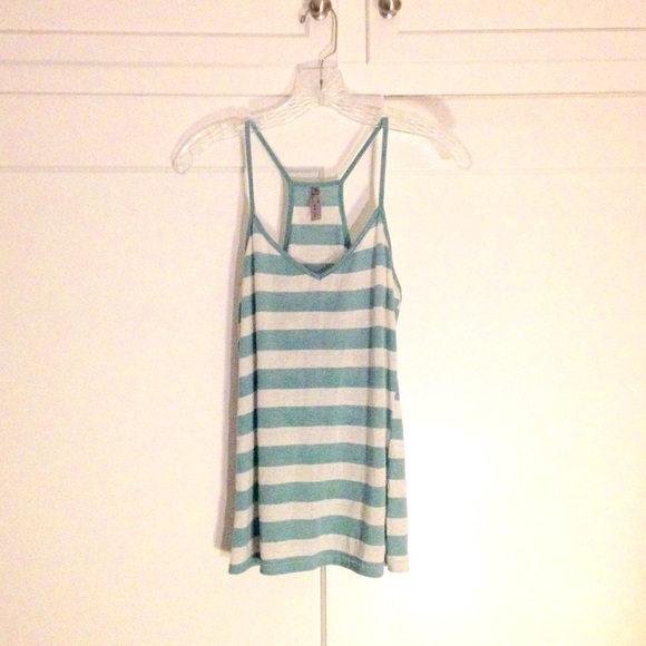 Tiffany blue/cream striped racerback.