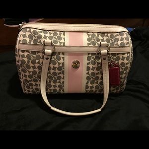 Coach Chelsea Heritage Pink/White Stripe Satchel