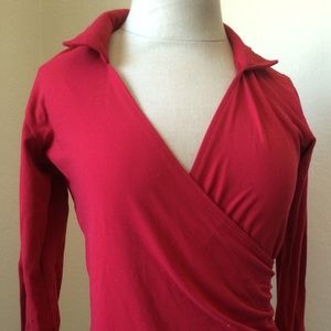 Long sleeve red collared shirt