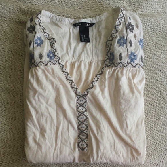 H and M Tunic Embroidered White