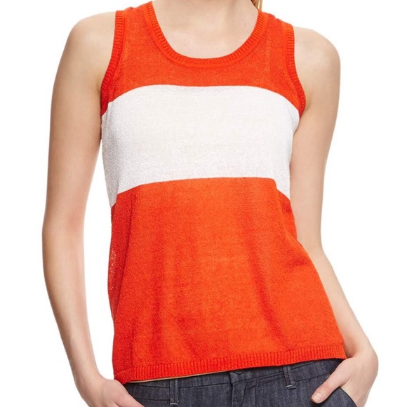Orange & White Stripe Colorblock Racerback Tank - Picture 3 of 3