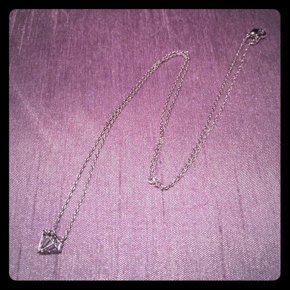 Delicate Silver Necklace with Diamond Pendant