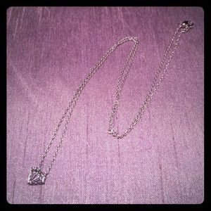 Delicate Silver Necklace with Diamond Pendant