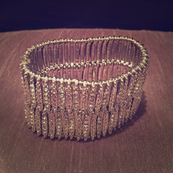 Silver Stretchy Sparkly Rhinestone Bangle