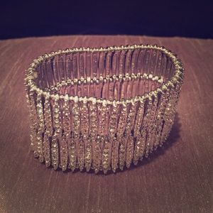 Silver Stretchy Sparkly Rhinestone Bangle