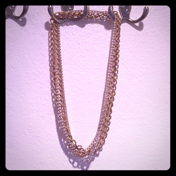 Chunky Gold and Silver Long Necklace Set