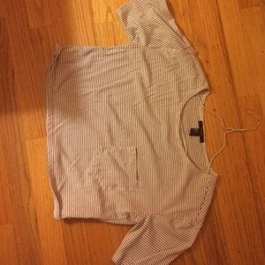 Mid sleeve stripped crop top