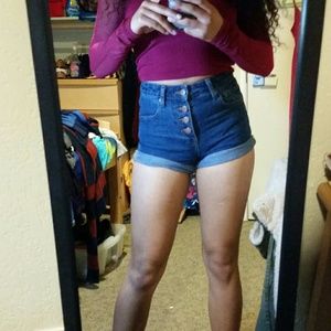 High waist denim shorts