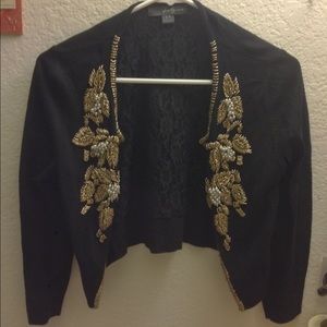 Forever 21 Cropped Embroidered beaded Cardigan