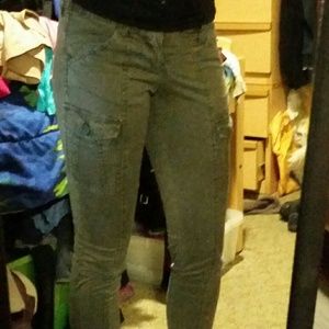 Cargo skinny jeans,zipper ankle