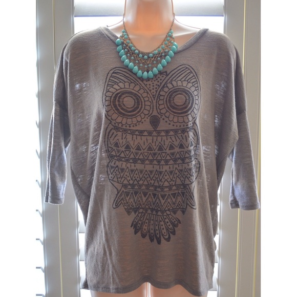 Light  brown sweater with Owl print - Picture 1 of 1