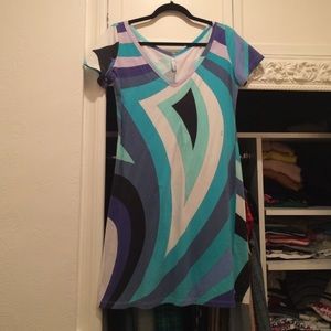 Pucci blue and white v-neck t shirt dress