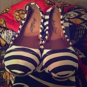 Navy and white striped Lucky flats