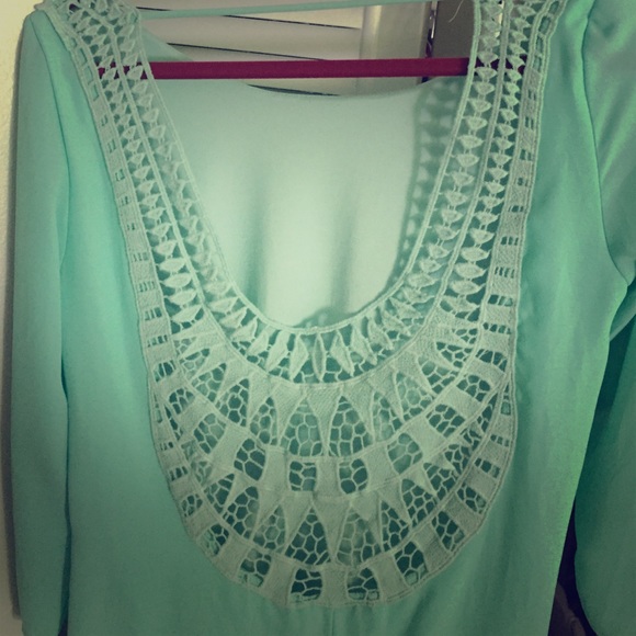 Mint green crochet back dress