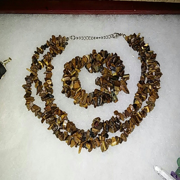 Tigers Eye necklace and bracelet set - Picture 1 of 1