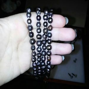 String of natural black pearls