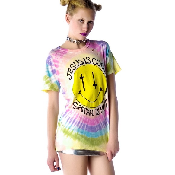 UNIF Tops - Jesus is Cool Satan Is Hot Unif Tie-Dye Tee