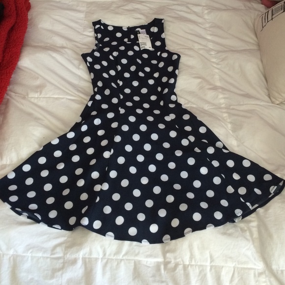 Navy polka dot dress