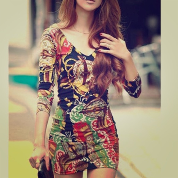 Abstract Red Pattern Dress❤️