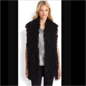 Asos black long shag vest