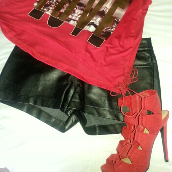 Sexy red lace up heels - Picture 1 of 4
