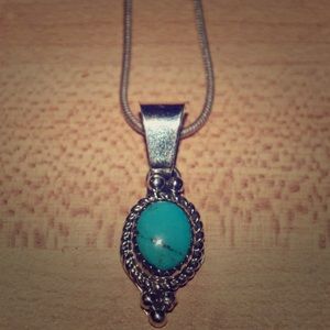 Handmade Silver Pendant Navajo / Kingman Turquoise