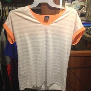 ❌SOLD❌Gray and white stripes w/ coral top