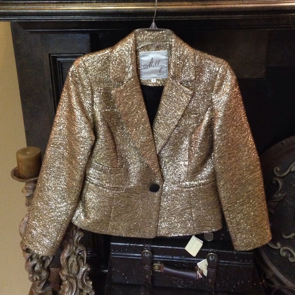 MILLY! Tweed gold metallic blazer!