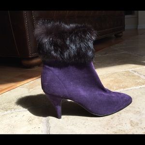 Purple Suede and fur Italian booties