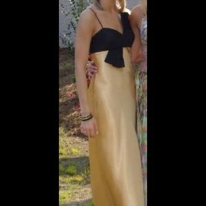 Jovani Gold gown with Black accent bow